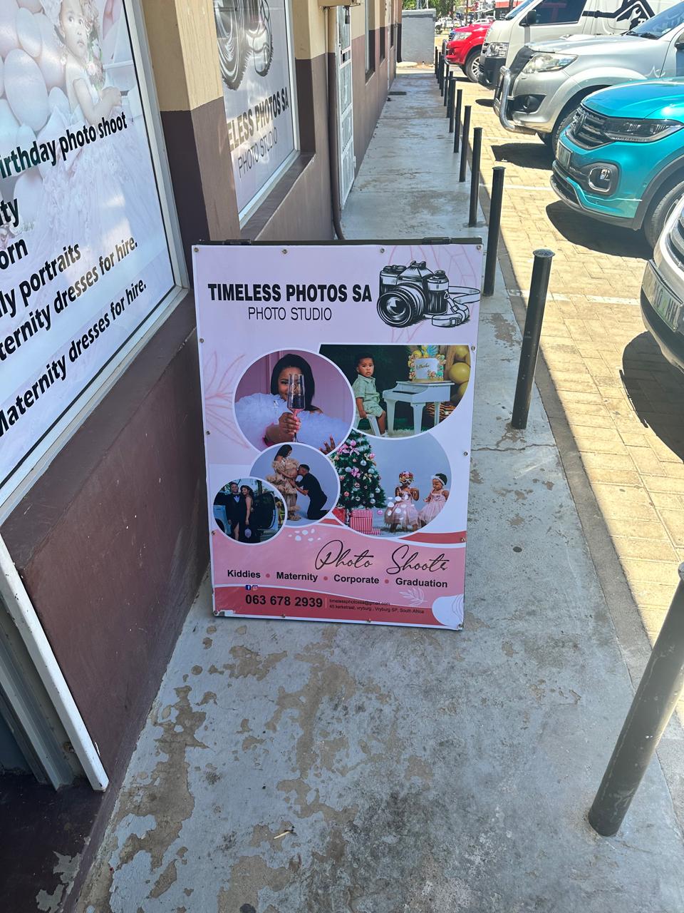 A-frame advertising board completed for Timeless Photos SA